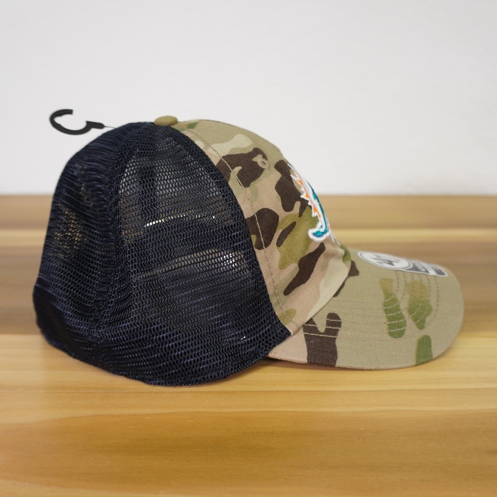 NEW Miami Dolphins Camo Trucker Hat '47 Mens L-XL NFL Compass Relaxed Closer - Picture 4 of 7
